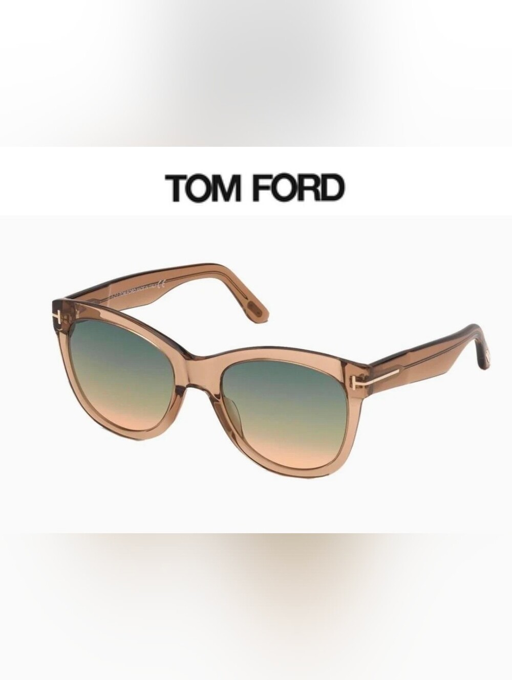Tom Ford Wallace Translucent Crystal Sunglasses with Green Gradient Lenses